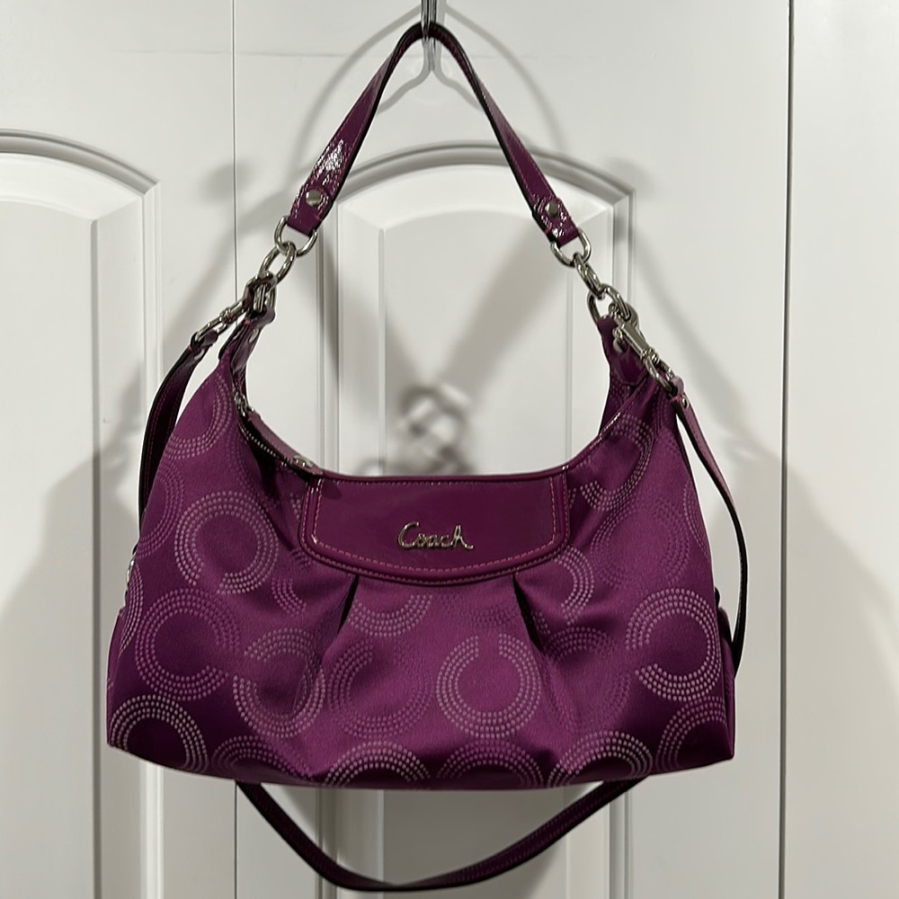 Coach Purple Shoulder Bag with Circular Print